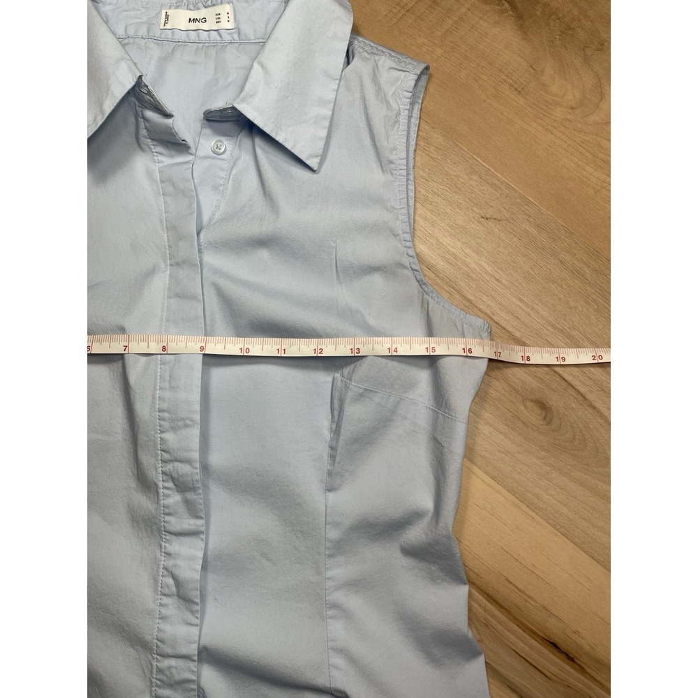 MNG Mango Women Blue Sleeveless Button Front Blouse Top Size M - Picture 7 of 10